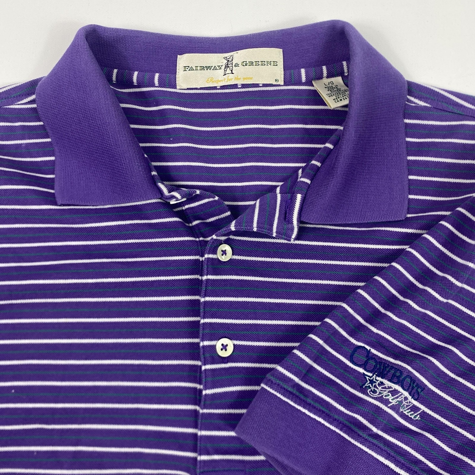 Fairway  Greene Polo Mens Large Purple Mercerized Cotton Cowboys Golf Club